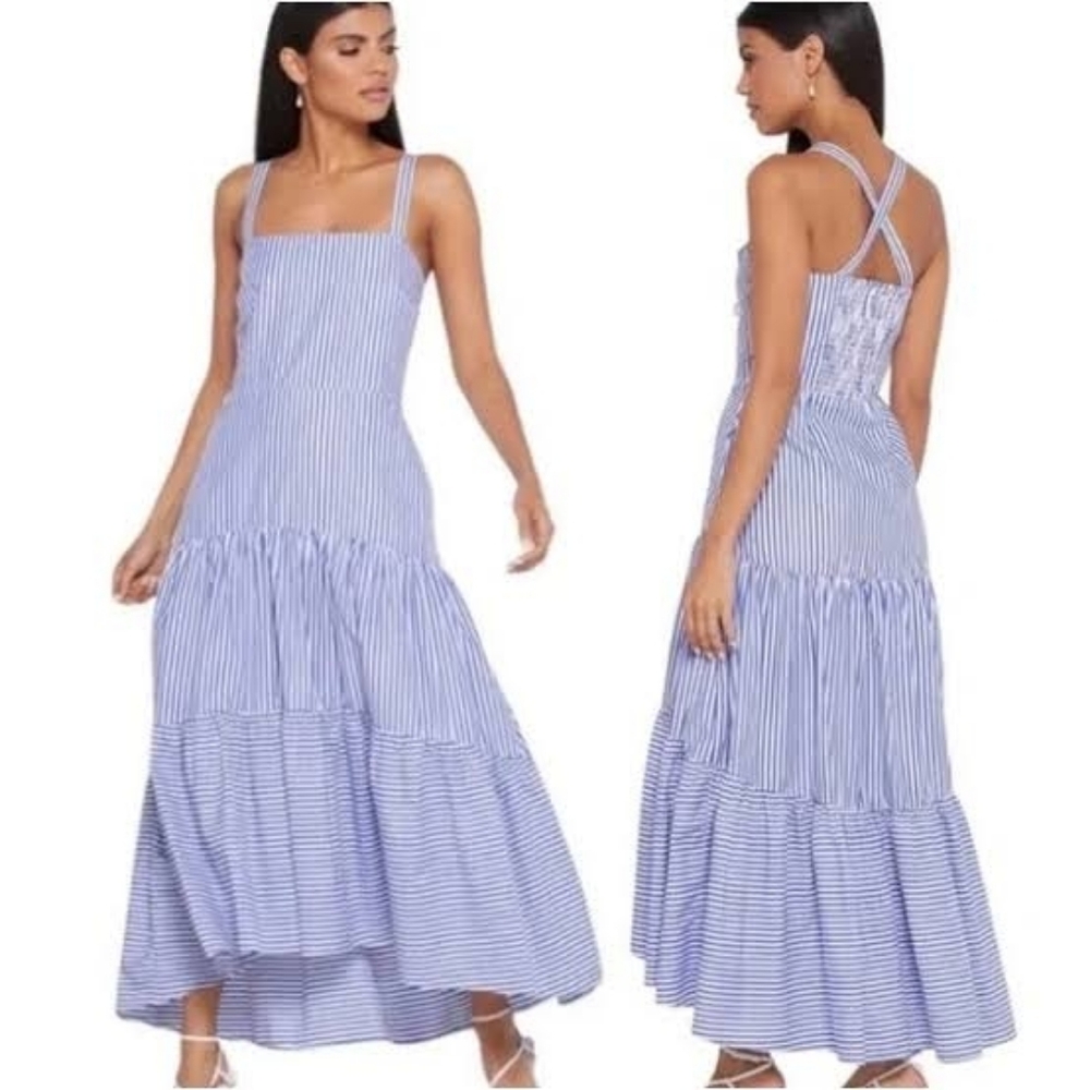 Banana Republic Navy and White Striped Maxi Dress